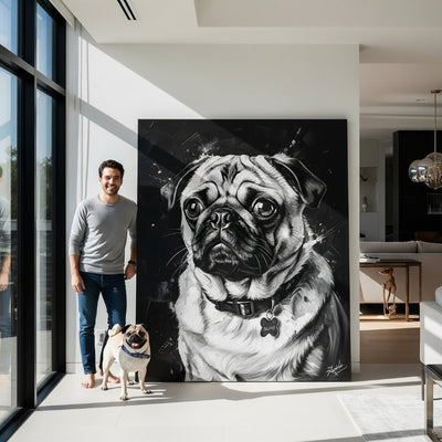 Custom Pet Portrait - Black & White Style